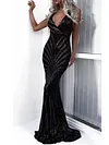 Sequined Deep V-Neck Backless Mermaid Evening Maxi Dress