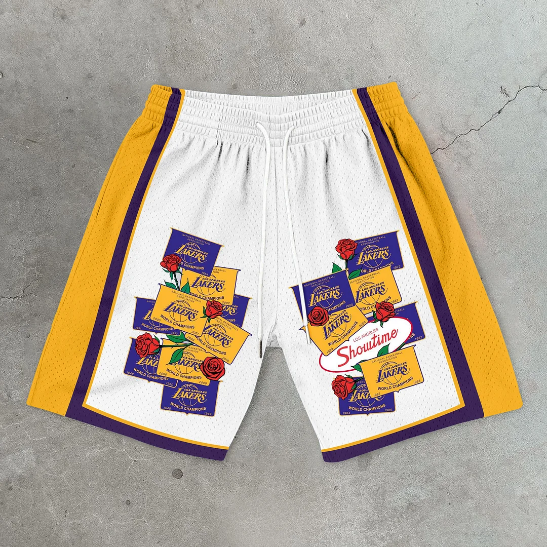 Sports graphic mesh track shorts