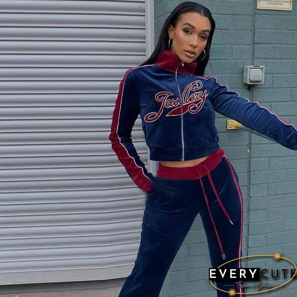 Y2k Spring Autumn Two Piece Womens Set Streetwear Casual Sports Letter Embroidery Long