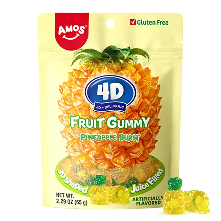 Amos 4D Fruit Gummy Pineapple Burst(Pack of 12)