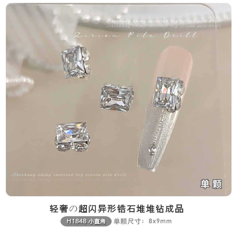 Xinkeke 2pcs Clear Luxury Crystal Nail Art Charms 3D Stacked Zircon Drill Glitter Nail Art Rhinestone Gem DIY Jewelry Manicure Accessory