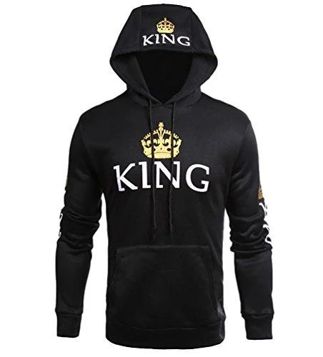 Couple Pullover King & Queen Print Crown Hoodie