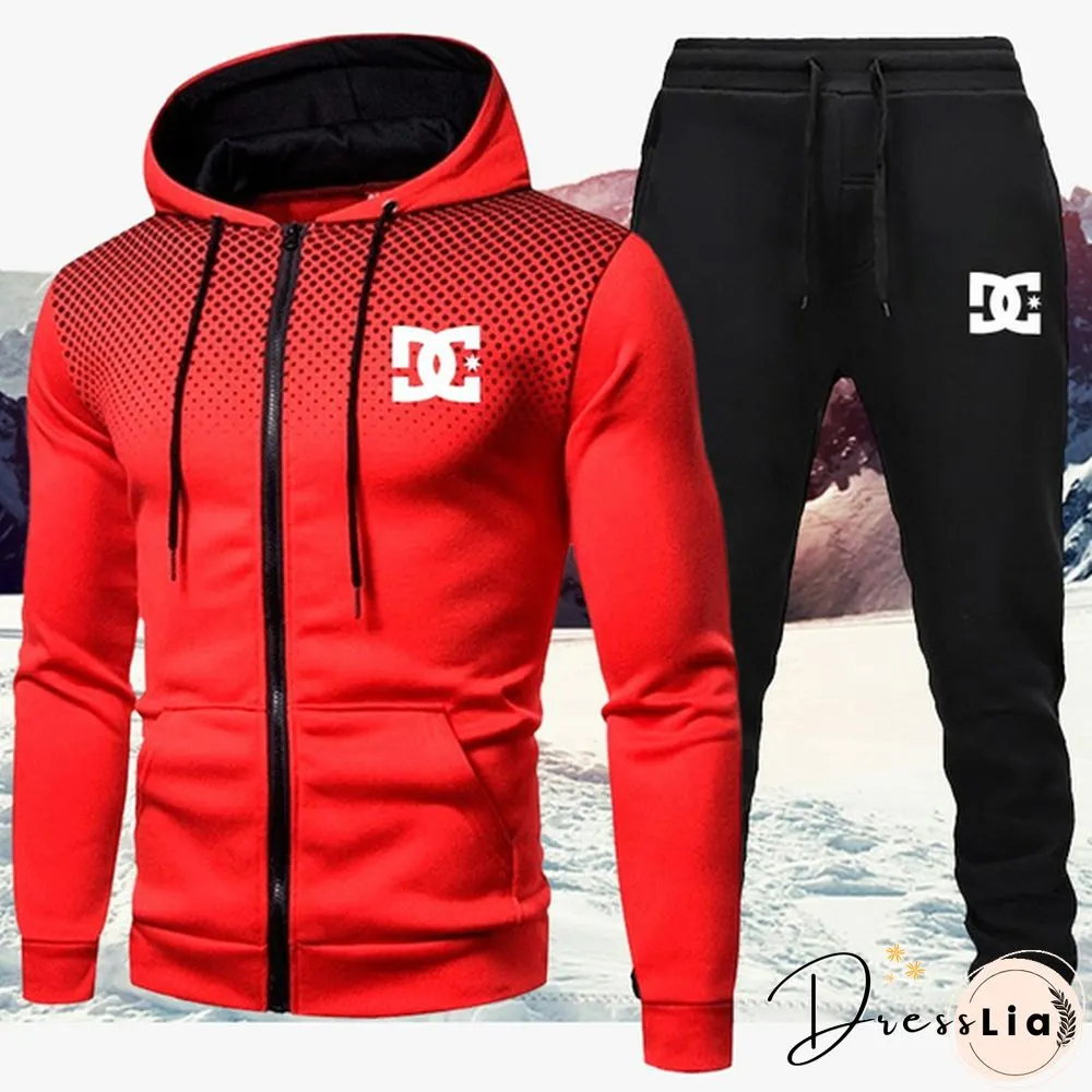 Brand Mens Printed Jacket & Trousers Two Piece Suit Sports Shirt Personalized Fitness