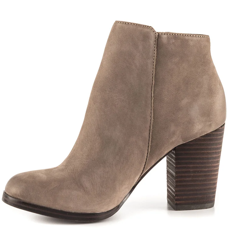 Taupe Vintage Chunky Heel Ankle Boots Vdcoo