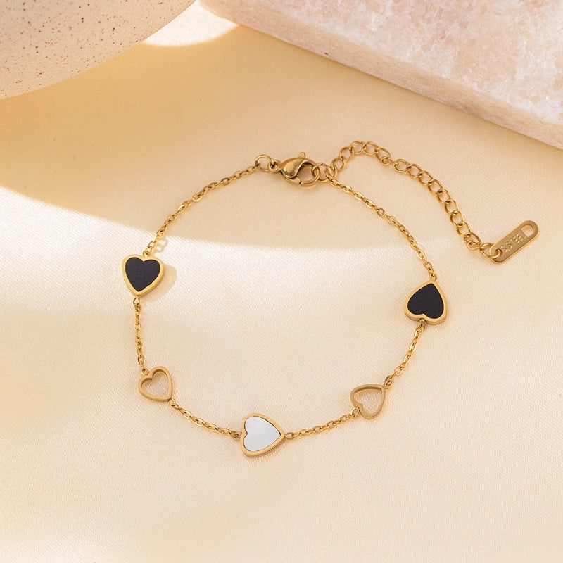 Casual Minimalist Eye Flower Butterfly Titanium Steel Zircon Bracelets In Bulk