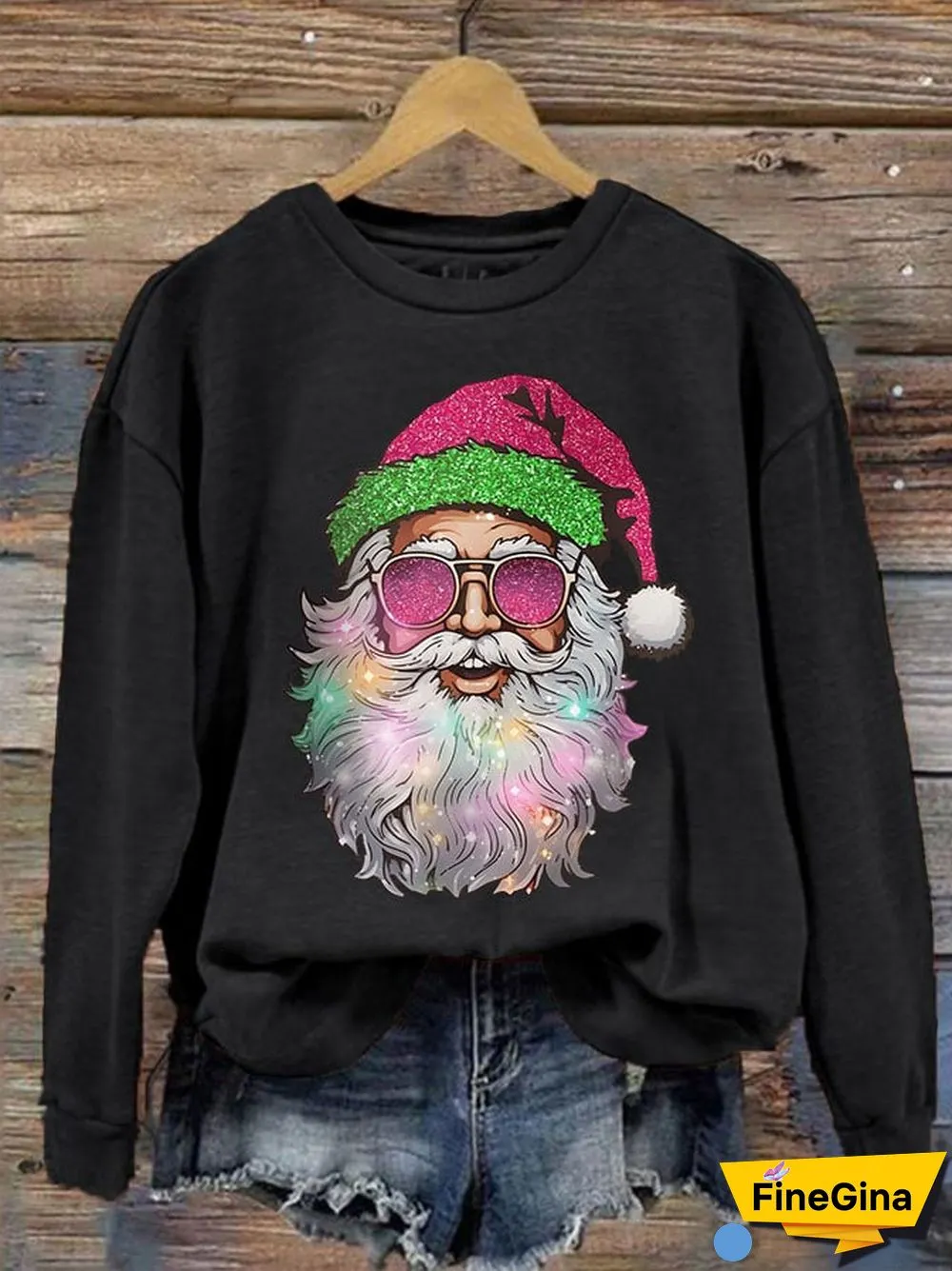 Women's Santa Print Sweatshirt