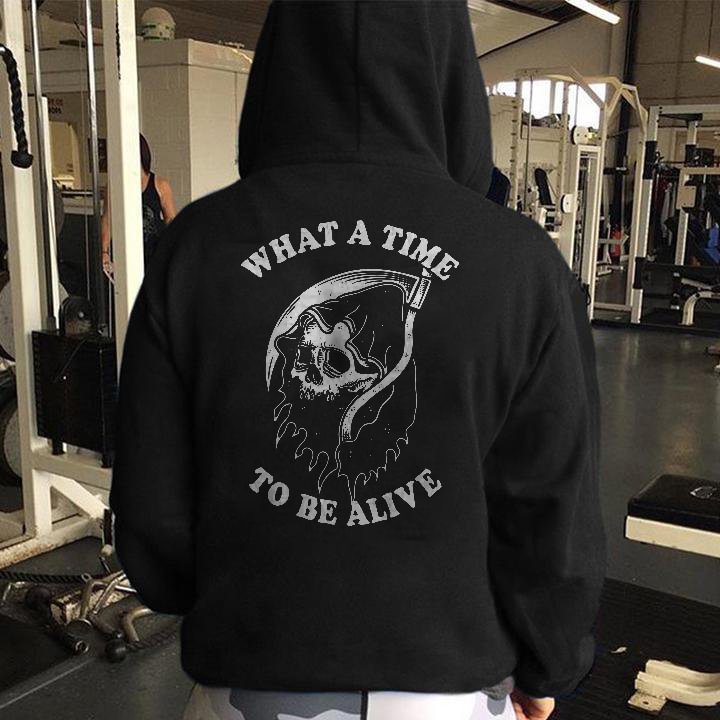 UPRANDY What A Time To Be Alive Skull Printed Men's Hoodie -  UPRANDY
