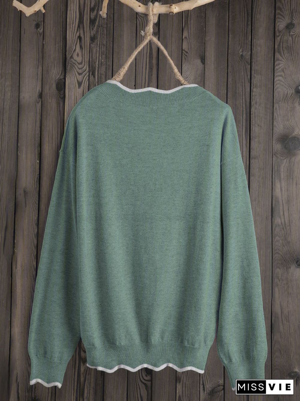 Plus Size Solid Loose Fit Women Pullover Wool Knit Sweaters