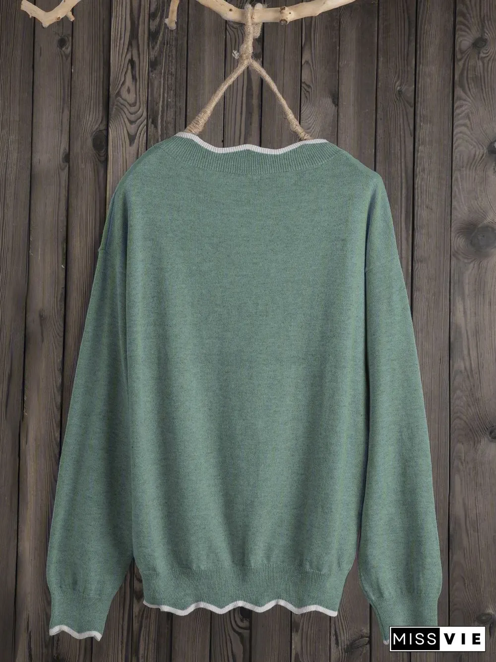 Plus Size Solid Loose Fit Women Pullover Wool Knit Sweaters