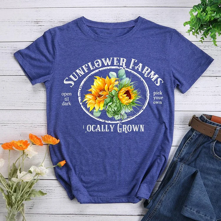 sunflower farms Round Neck T-shirt-0023176-Annaletters