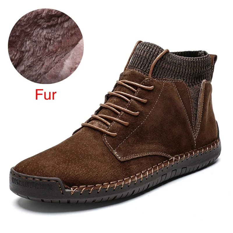 DEKABR Brand Men Snow Boots Winter Plush Warm Men Motorcycle Boots Lace-Up Non-slip Male Ankle Boots Autumn Man Work Shoes