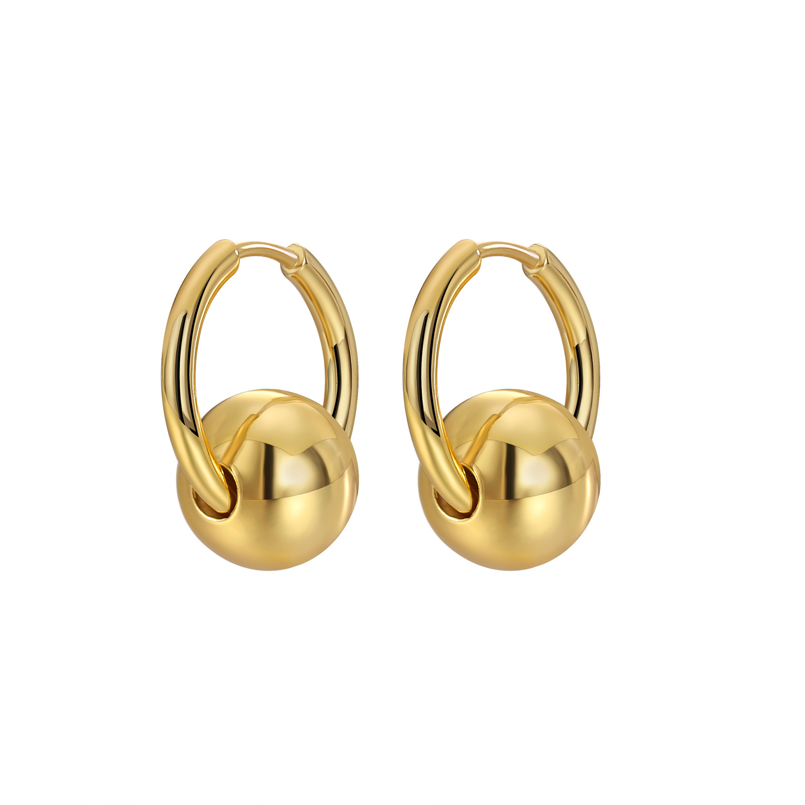 Groksage Simple Fashion Golden Color Ball Earrings Semi-Circle Thick Hollow Minimalist Retro Irregular Orb Studs Chic for Women Jewelry