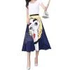 New Style Women's Summer Pleated Skirt Ladies Casual Elastic Waist Cartoon Print A-Line Long Skirt Fashion Clothes One Si Acid