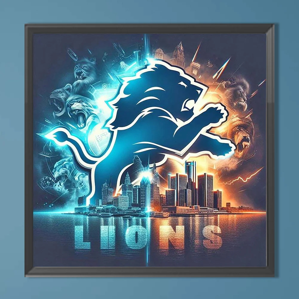 Diamond Painting - Full Round Drill - Detroit Lions(Canvas|40*40cm)