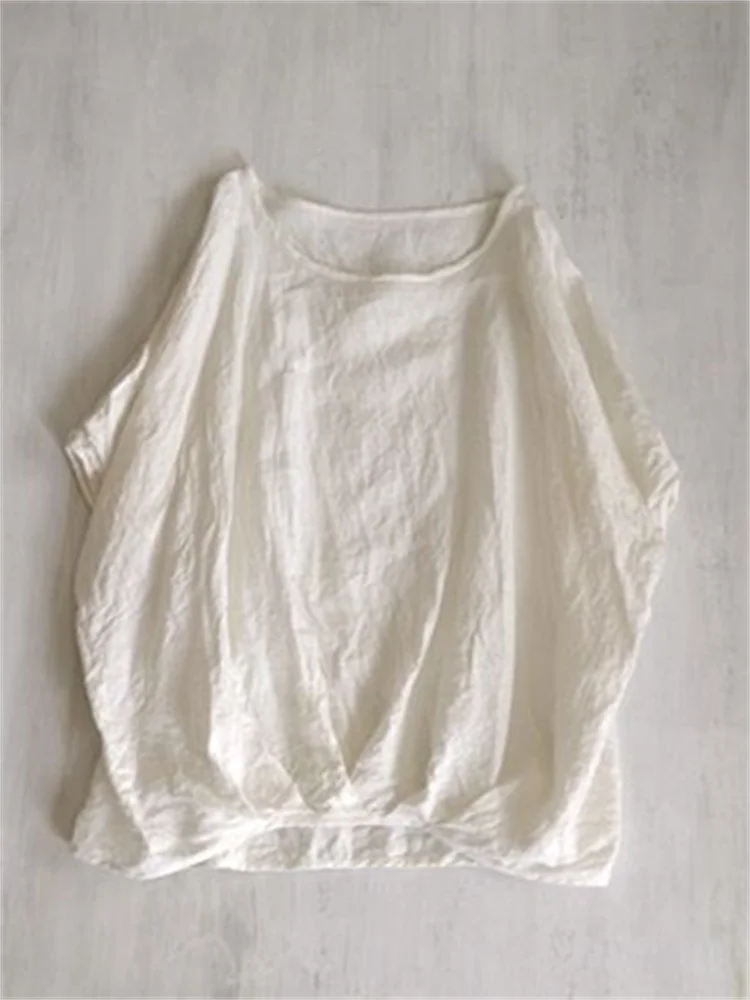 Pleated Bottom Oversize Linen Blend Tunic