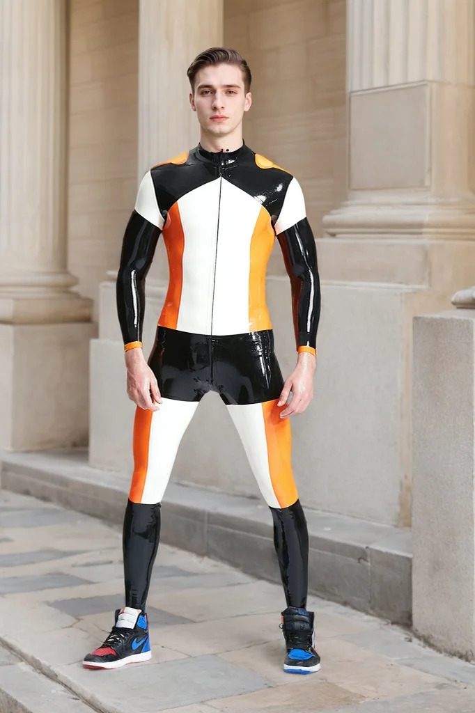 Men Latex Catsuits Team Player Three Color Cool