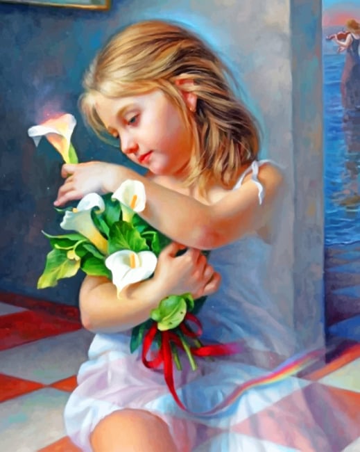 

Beautiful Little Girl With Flowers – Women Paint By Numbers - 40*50CM, 501 Original