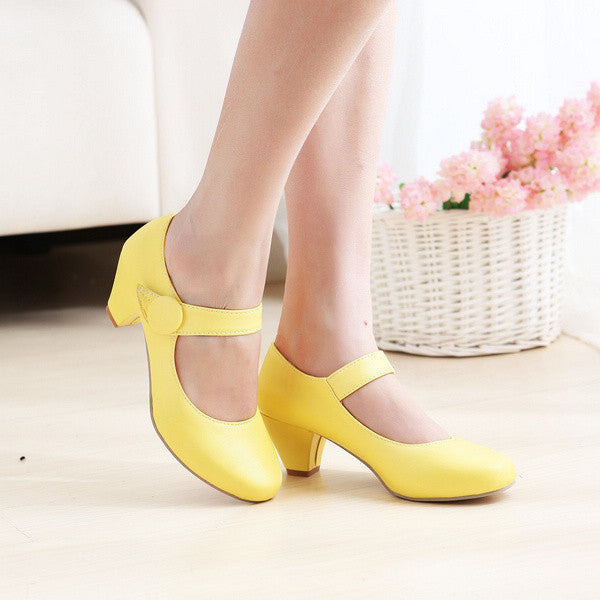 Women's round toe block heels marry jane pumps dressy loafers