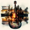 Framed Guitar Landscape Silhouette-Paint by Numbers Acrylic Painting 40*40cm(HOT)