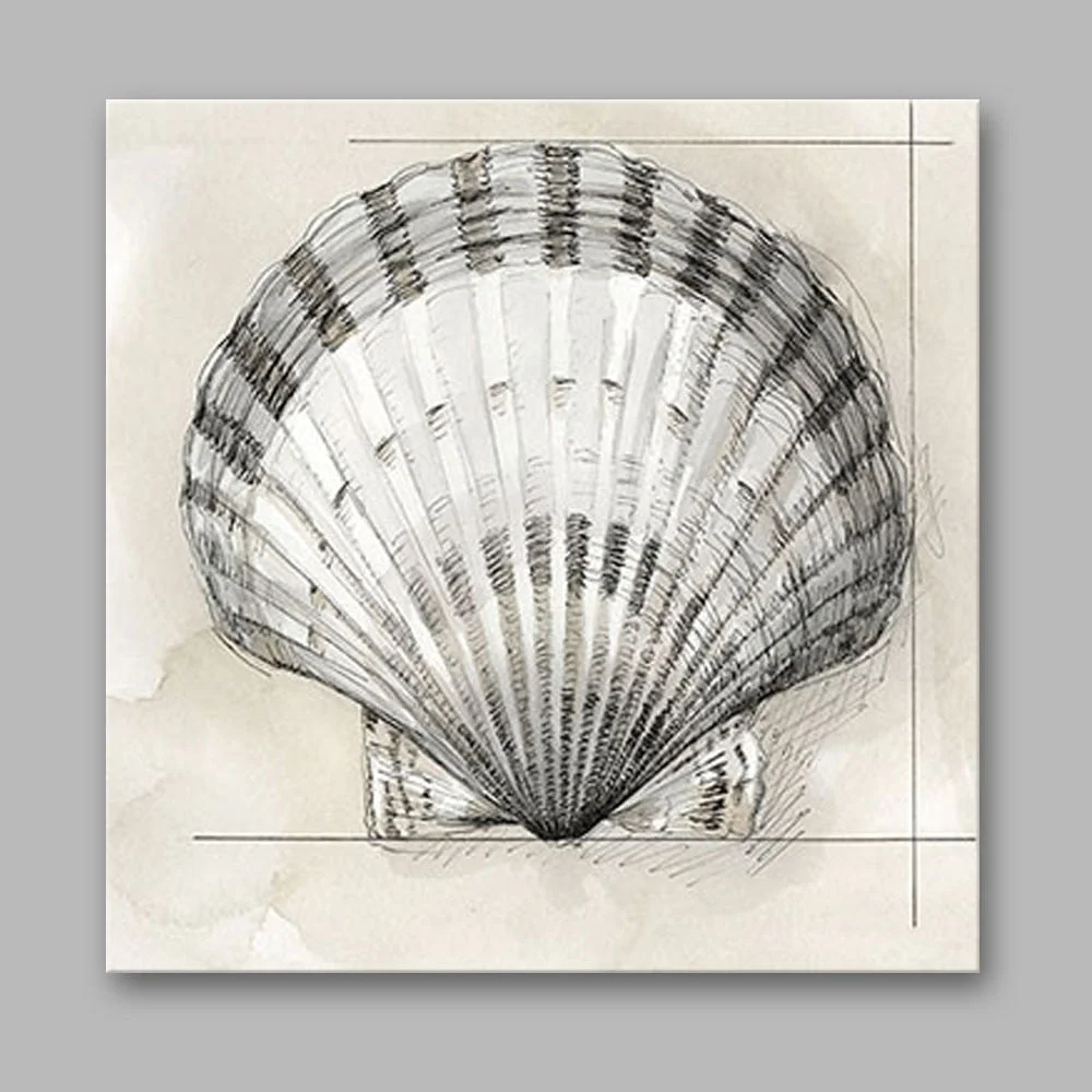 Modern European Style Living Room Decoration Painting Shell Conch Sea Animals Hanging Painting Canvas Wall Art Paris Square