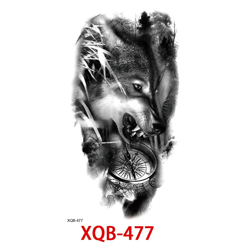 Sdrawing Forest Animal Temporary Tattoos for Men Wolf Tattoo Stickers Tiger Skull Skeleton Fake Tattoo for Women Arm Sleave