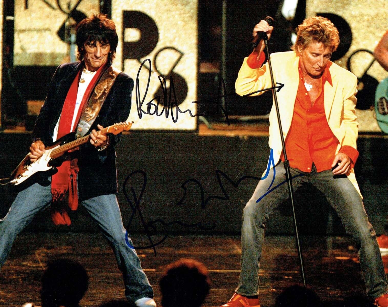 Rod STEWART & Ronnie WOOD Signed Autograph 10x8 Photo Poster painting AFTAL COA Small Faces