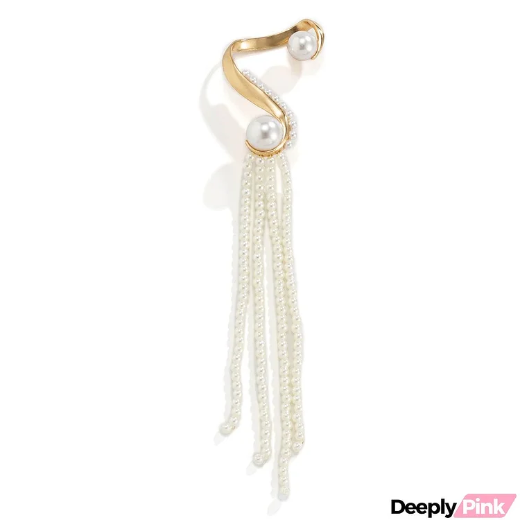 Baroque Faux Pearl Tassel Exaggerated Earrings (One Side)