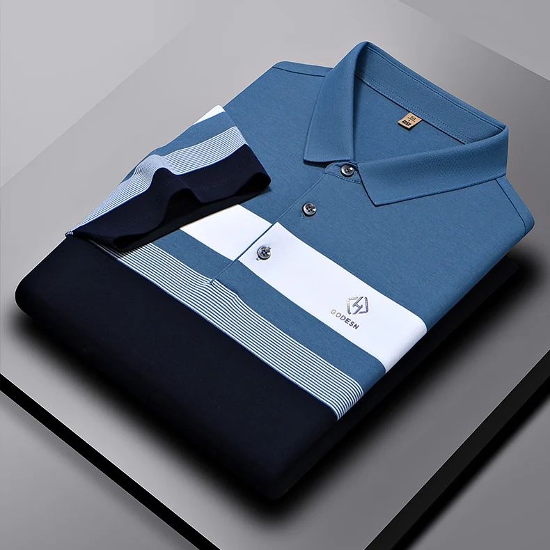 Summer Men's Cotton Polyester Yarn-Dyed POLO Shirt