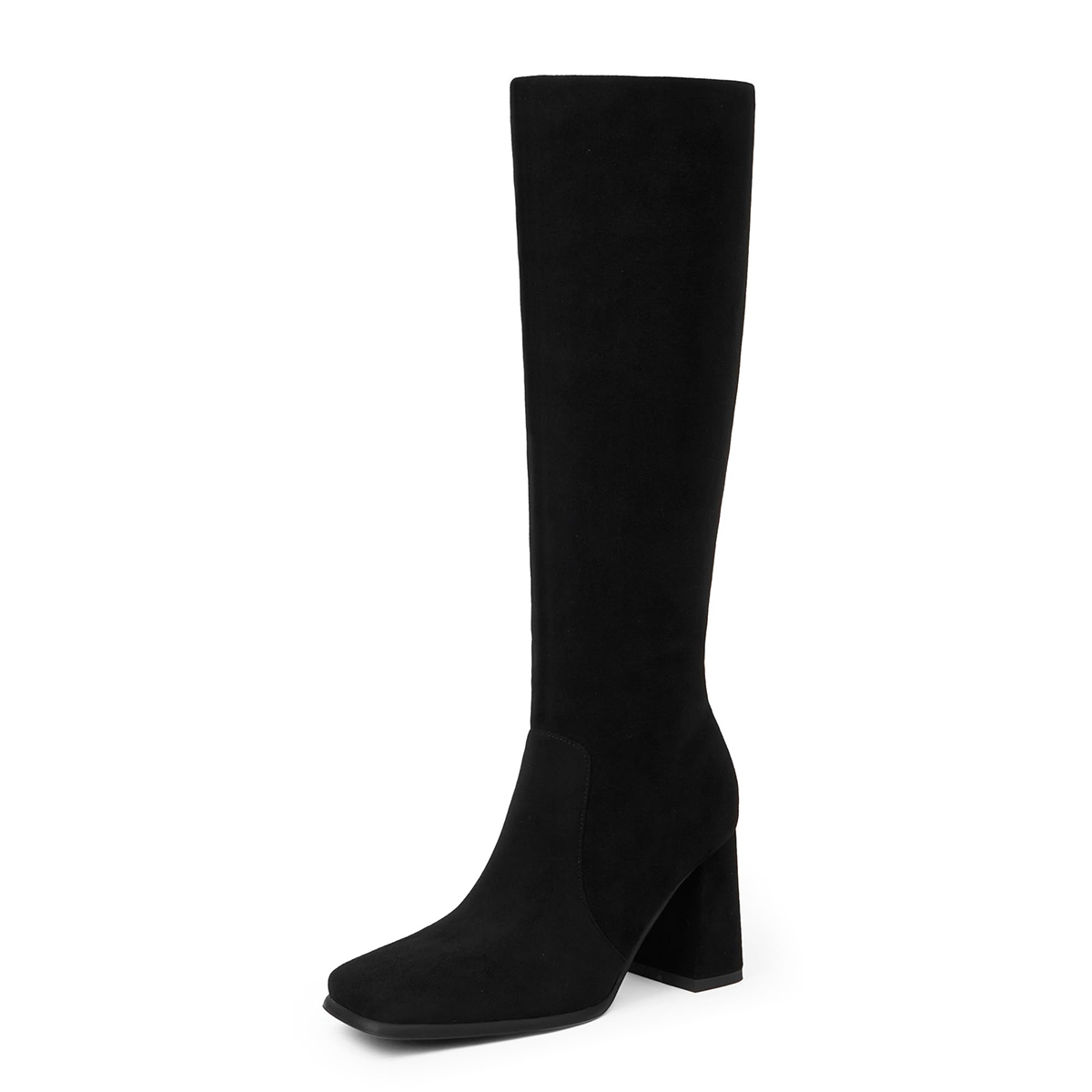 70mm Women's Knee Boots Block Chunky Heels Zipper Fashion Sexy Daily Matte Boot-MERUMOTE