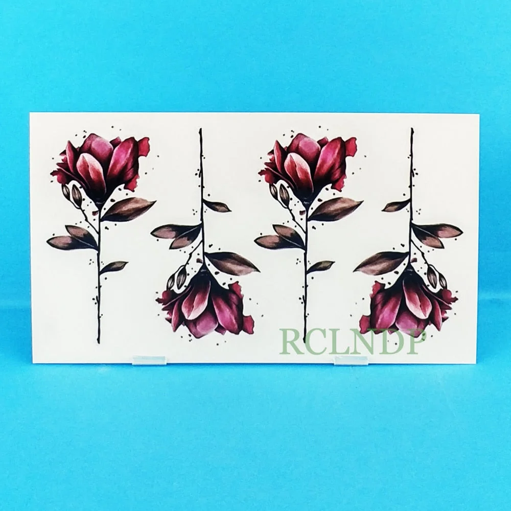 Waterproof Temporary Tattoo Stickers Beautiful Flower Rose fake Tatto Flash Tatoo Tatouage Hand Back Foot Arm for Girl Women Men