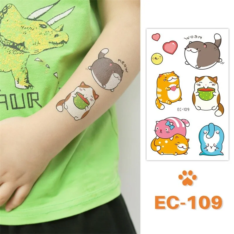 24 kinds Cute Cartoon Tattoo Stickers For Children faux tatouage temporaire Disposable Cat Dog Pets Temporary Waterproof