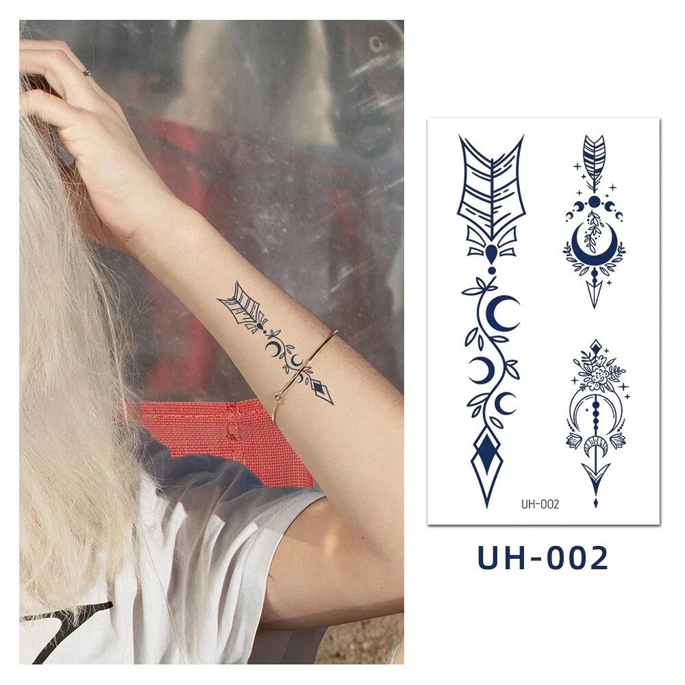 Sdrawing Stickers Semi-permanent Juice Lasting Tattoo Blue Butterfly Fake Waterproof Tattoos Temporary Women Arm Chest Body Art