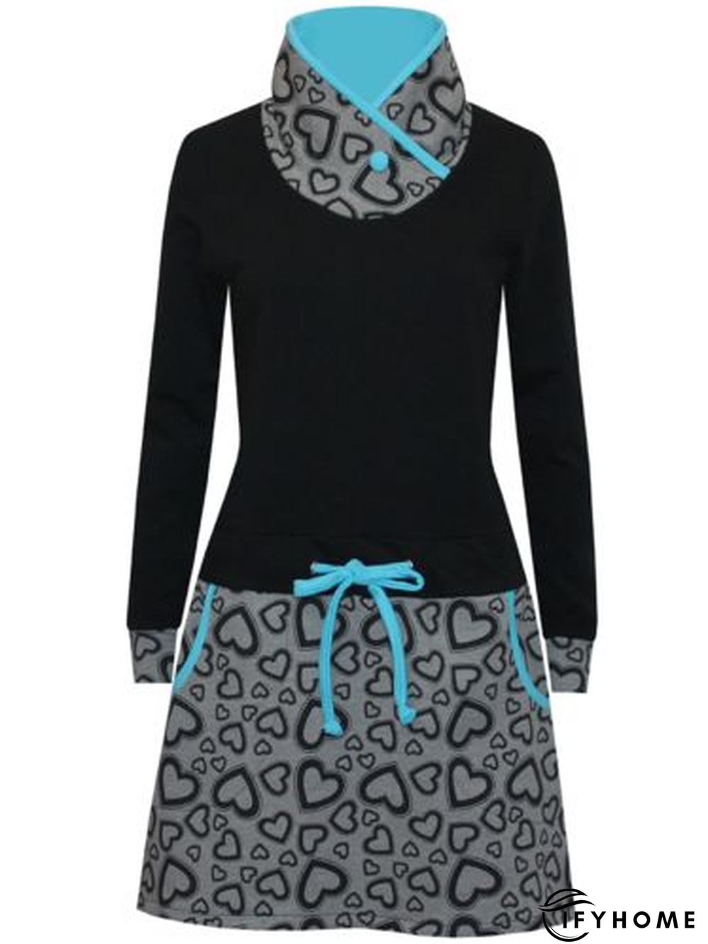 Printed Long Sleeve Casual Knitting Dress | IFYHOME