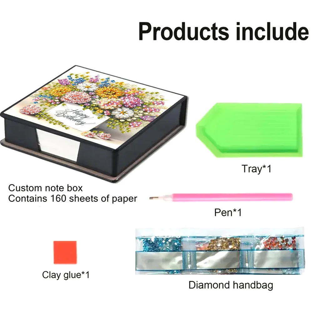 DIY Flower Diamond Painting Memo Pad Holder Mosaic Kit for DIY Art Craft