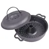 Cast Iron Roasted Sweet Potato Pan W/Lid Garlic Roaster for Picnic Camping Patio