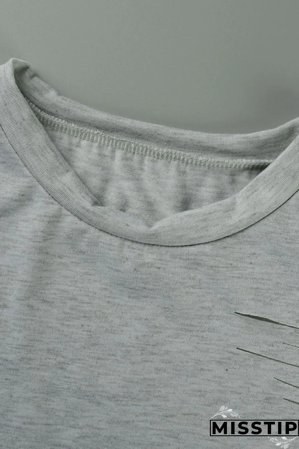 Black Casual Solid Ripped Patchwork O Neck Short Sleeve Two Pieces