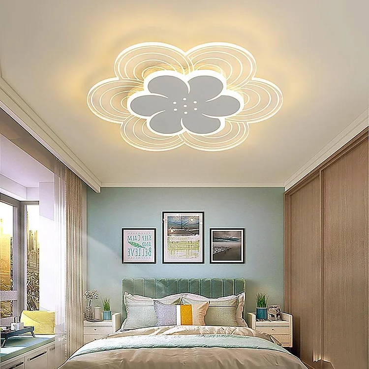 Flower Shapes Dimmable LED White Modern Ceiling Lights Flush Mount Lighting - Appledas