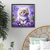 Lila Katze - runder Bohrer Diamantmalerei - 40*40cm