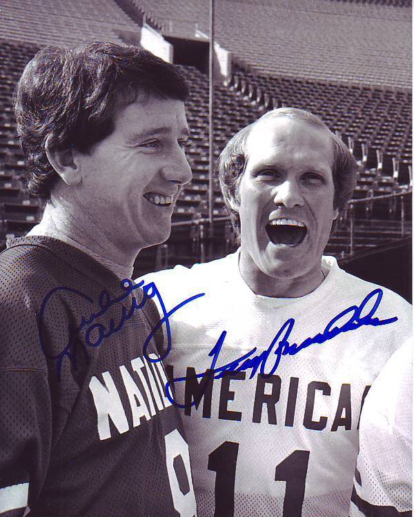 ARCHIE MANNING and TERRY BRADSHAW signed NFL SAINTS and STEELERS 8x10 Photo Poster painting