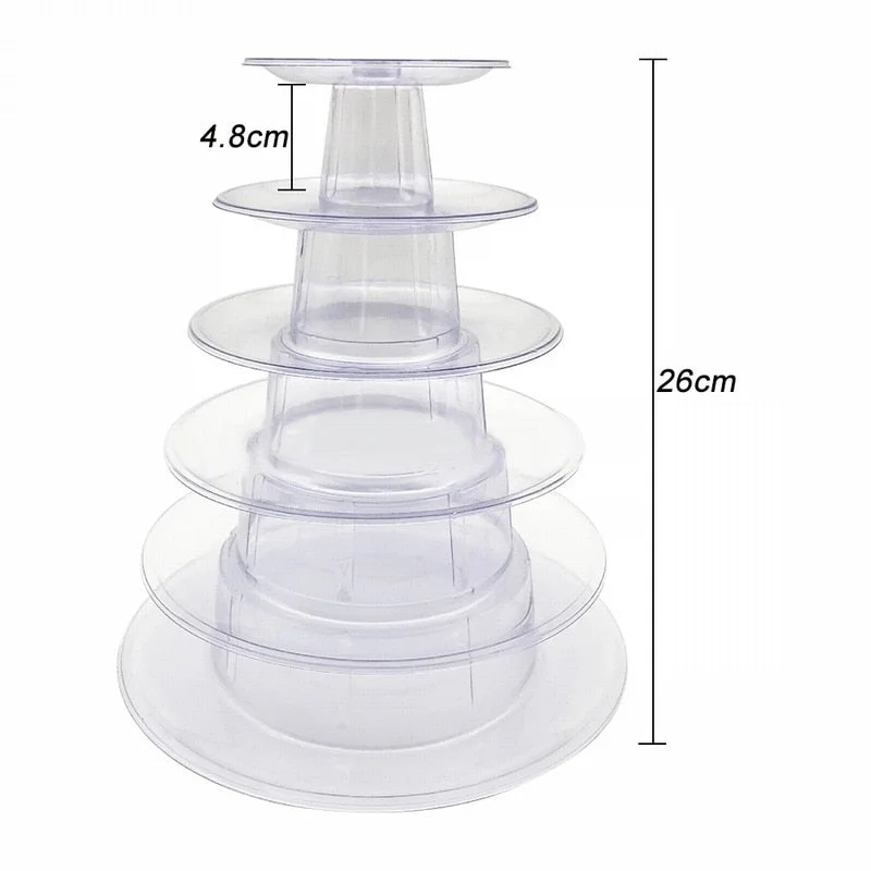 4 / 6-Tiers Macaron Display Stand Cupcake Tower Rack Cake Stand PVC Tray For Wedding Birthday Cake Decorating Tools Bakeware