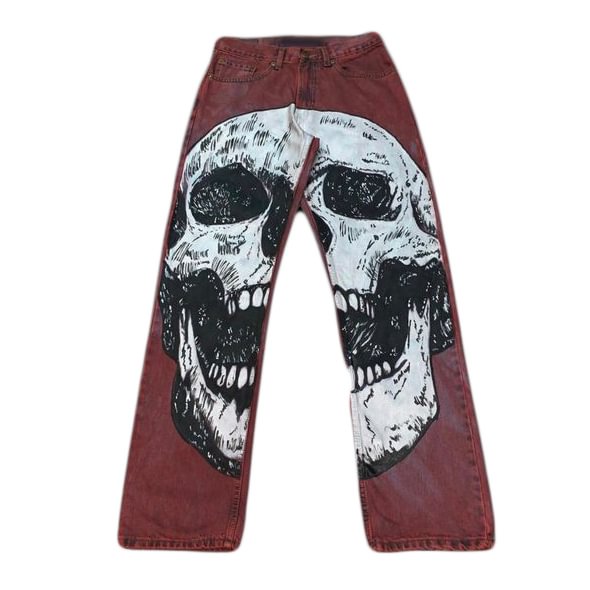 Relaxed Symmetrical Skull Print Pants