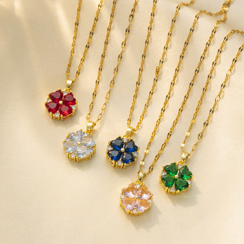 Moderate Luxury Quadrilateral Geometric Titanium Steel 18K Gold Plated Necklaces