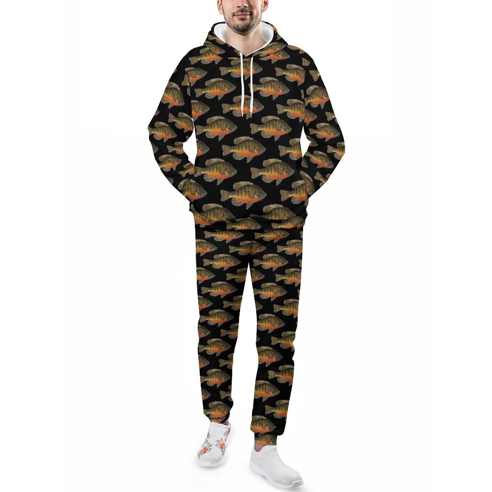 Fun Bluegill Love Fly Fishing Fisherwoman Men's Tracksuit 2 Piece Hoodie Sweatsuit Sets Guys Casual Jogging Athletic Suits
