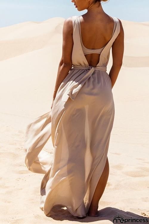 Backless Slit Maxi Cover Dress