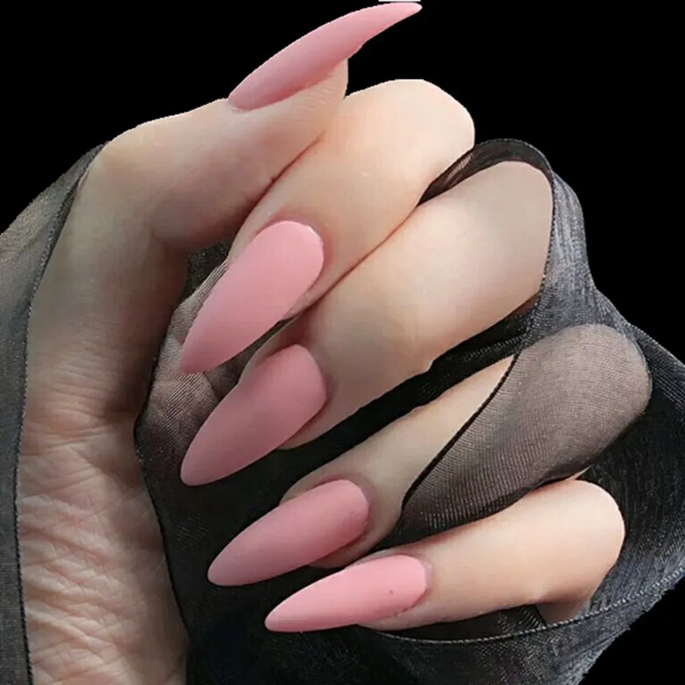24Pcs Press On Matte Ballerina Coffin Fake Nails With Design Artificial False Nails DIY Finger Tips Manicure Tool-Nail Inspo