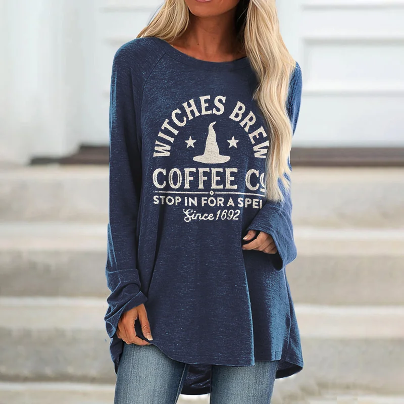 Witches Brew Coffee Co Stop In For A Spell Since 1692 Printed Women's T-shirt