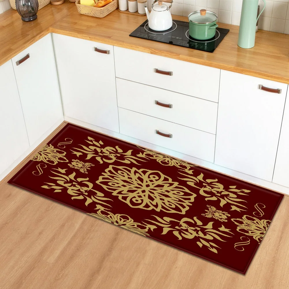 Marble Kitchen Carpet Absorbent Mat Doormat for Entrance Door 3D Wood Grain Pattern Bedroom Hallway Long floor mat Anti-Slip Rug