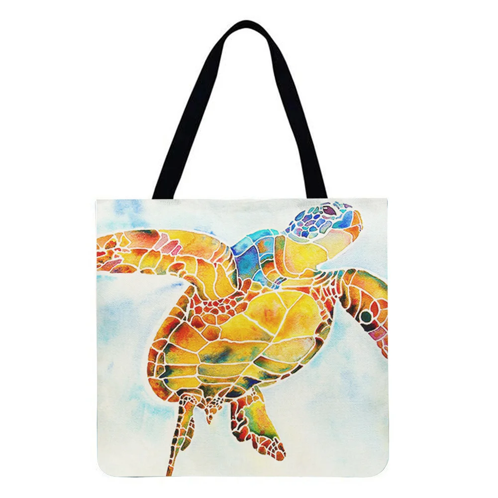 Linen Tote Bag-Sea turtle