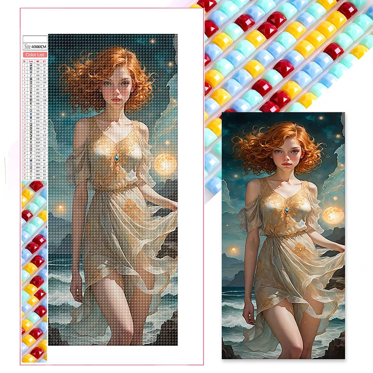 Seaside Girl 40*80CM (Canvas) Full Square Drill Diamond Painting gbfke