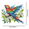 (US Only)2D Flat DIY Parrots Flowers Diamond Art Pendant Window Hanging Art for Home